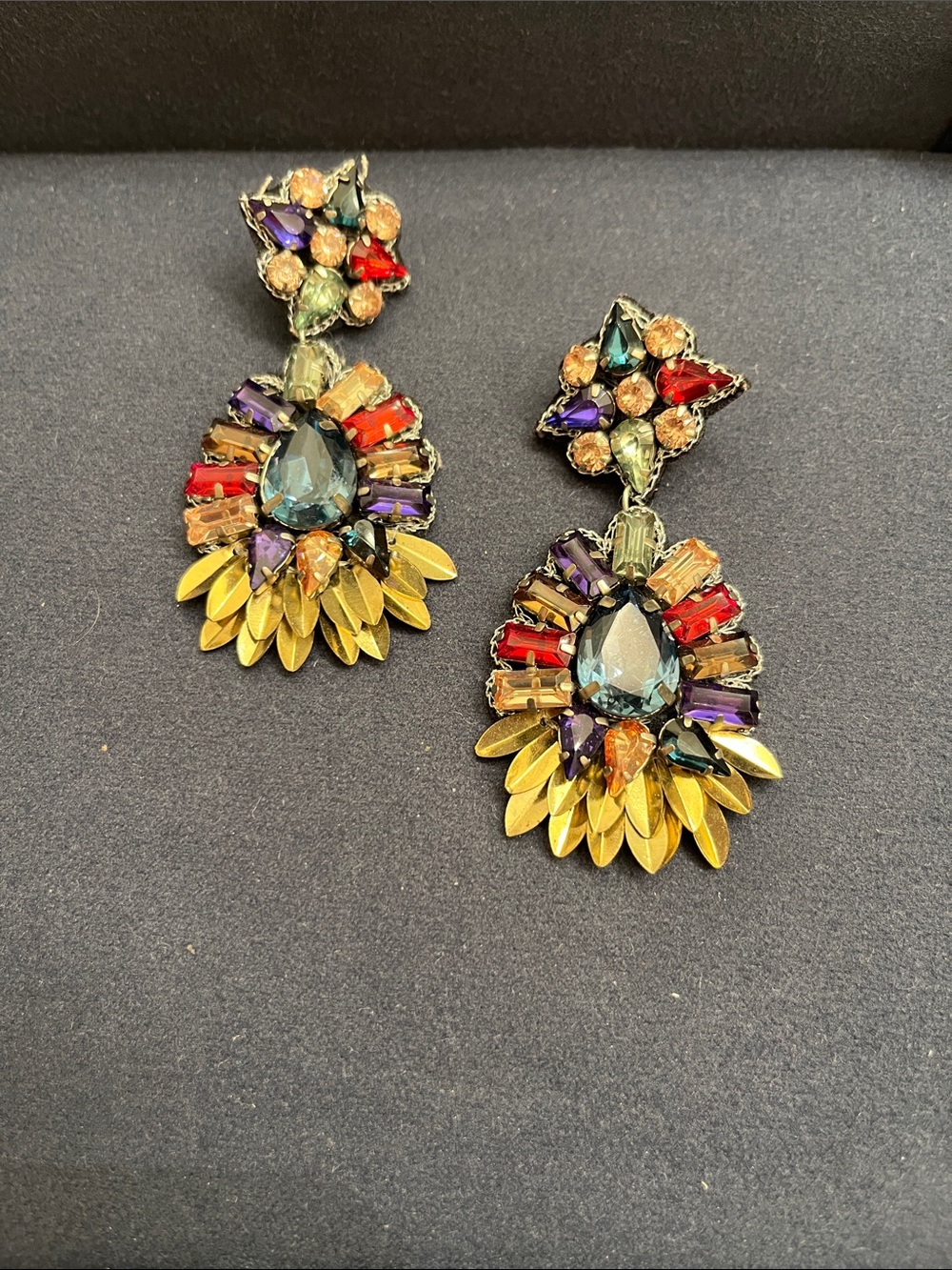 Multicolor Crystal Drop Statement Earrings